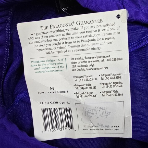 Vintage Patagonia Pursuit Bike Shorts Mens Medium Purple Padded Cycling READ - Picture 4 of 9